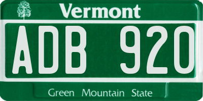 VT license plate ADB920