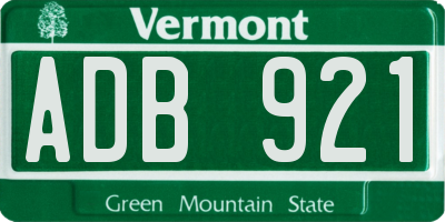 VT license plate ADB921