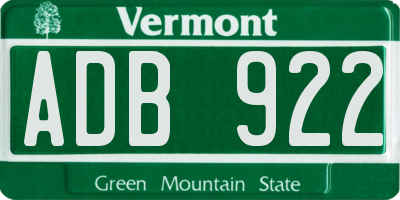 VT license plate ADB922