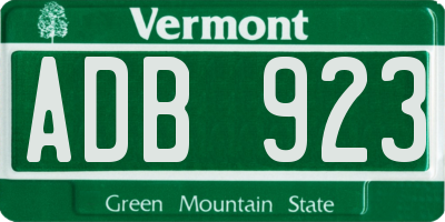 VT license plate ADB923