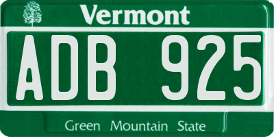 VT license plate ADB925