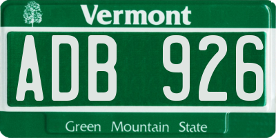 VT license plate ADB926