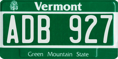VT license plate ADB927