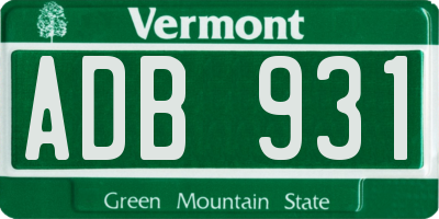 VT license plate ADB931