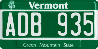 VT license plate ADB935
