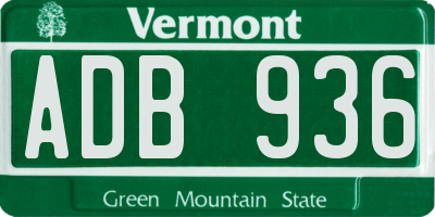 VT license plate ADB936