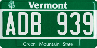VT license plate ADB939