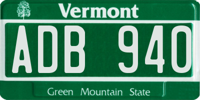 VT license plate ADB940