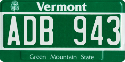 VT license plate ADB943