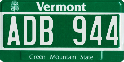 VT license plate ADB944