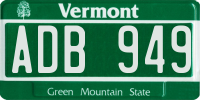 VT license plate ADB949