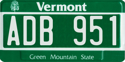 VT license plate ADB951