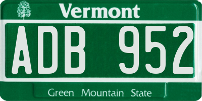 VT license plate ADB952