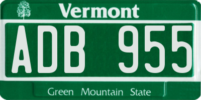 VT license plate ADB955