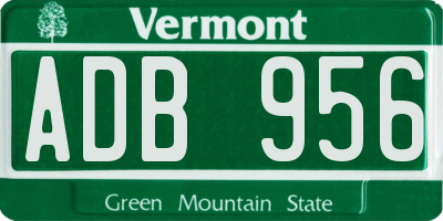 VT license plate ADB956
