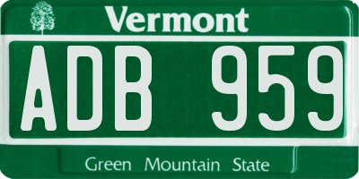 VT license plate ADB959