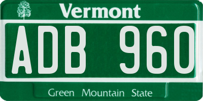 VT license plate ADB960