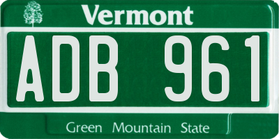 VT license plate ADB961
