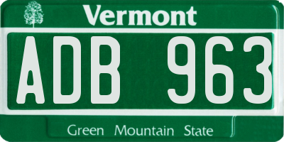 VT license plate ADB963