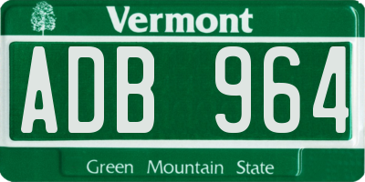 VT license plate ADB964