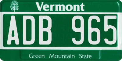 VT license plate ADB965