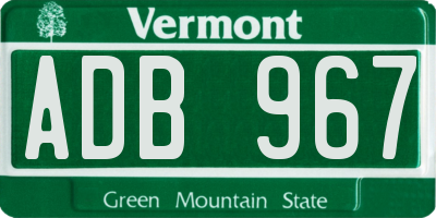 VT license plate ADB967