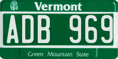 VT license plate ADB969