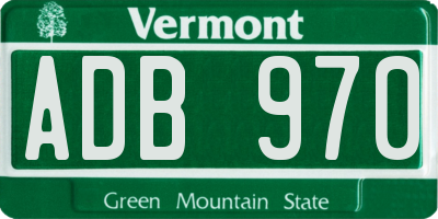 VT license plate ADB970