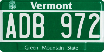 VT license plate ADB972