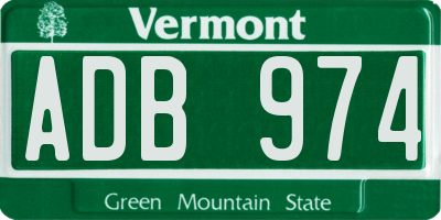 VT license plate ADB974