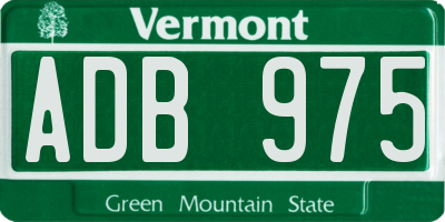 VT license plate ADB975