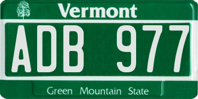VT license plate ADB977