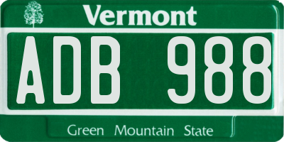 VT license plate ADB988