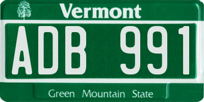 VT license plate ADB991