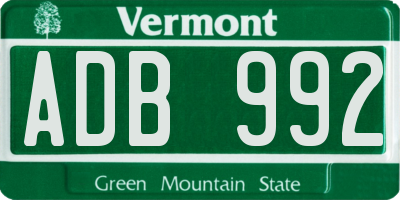 VT license plate ADB992