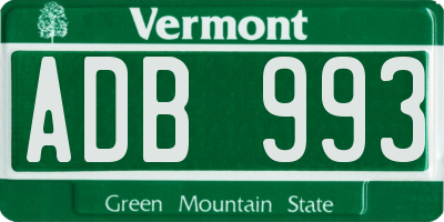 VT license plate ADB993