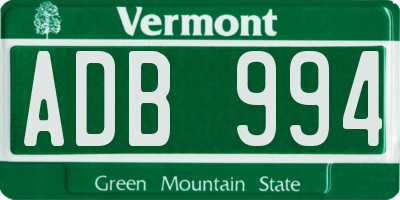 VT license plate ADB994