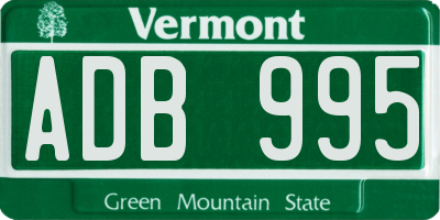 VT license plate ADB995