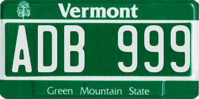 VT license plate ADB999