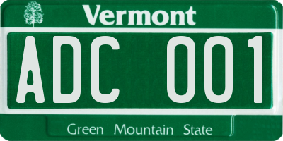 VT license plate ADC001