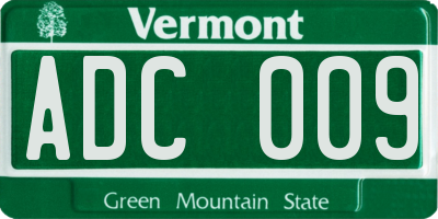 VT license plate ADC009
