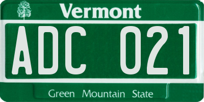 VT license plate ADC021
