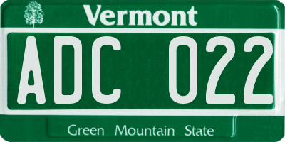 VT license plate ADC022