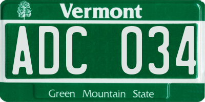 VT license plate ADC034