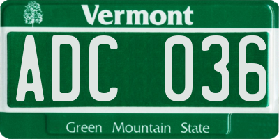 VT license plate ADC036