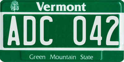 VT license plate ADC042