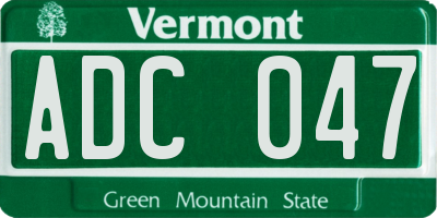 VT license plate ADC047