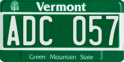 VT license plate ADC057