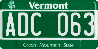 VT license plate ADC063