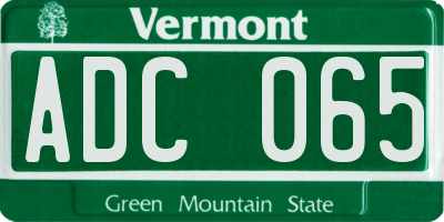VT license plate ADC065
